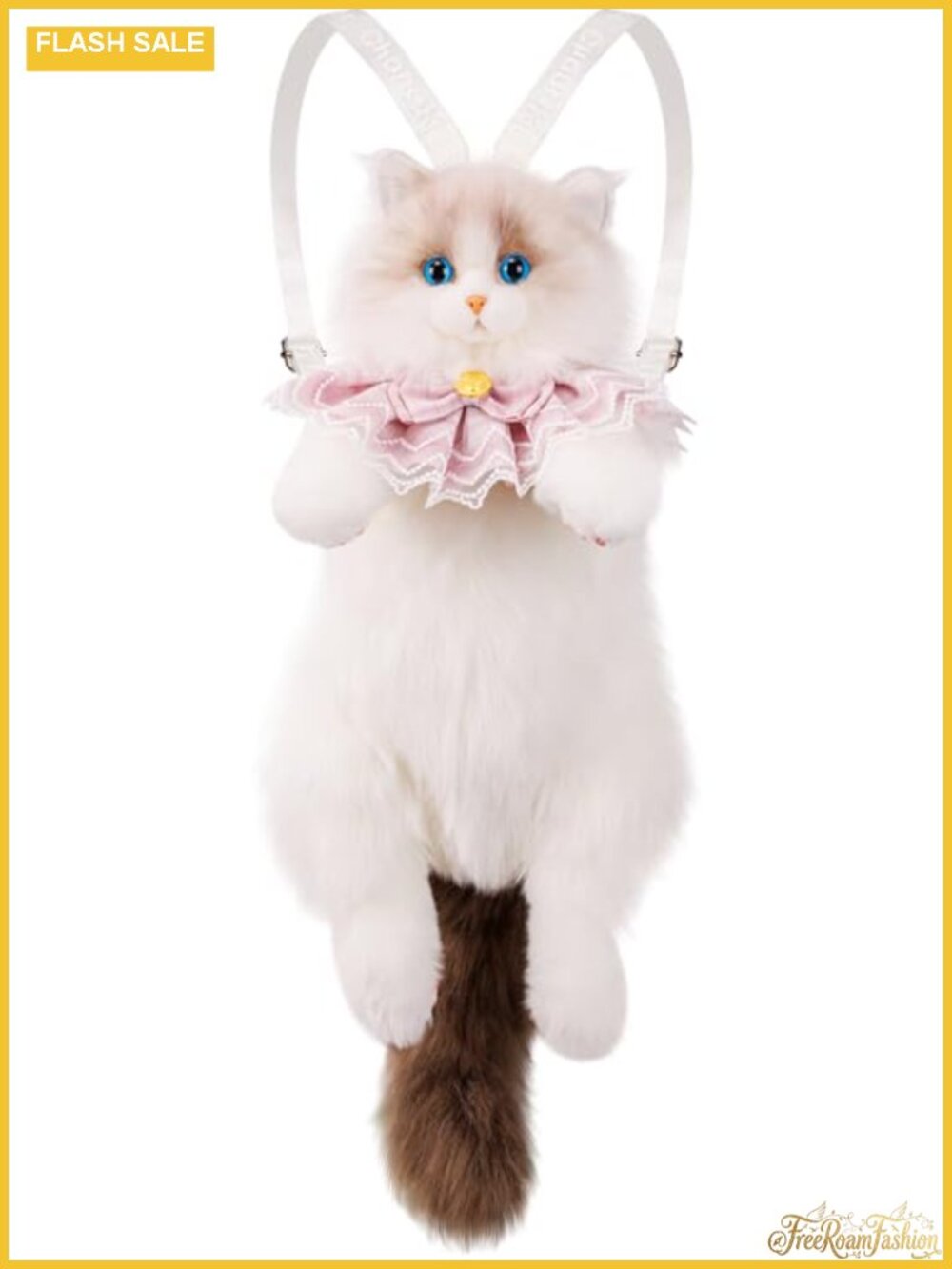 Lifelike Handcrafted Cat Shaped Plush Backpack with Adjustable Straps